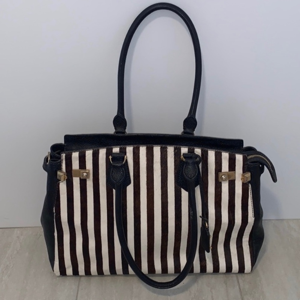 Classic Brown & White Stripe Henri Bendel Purse